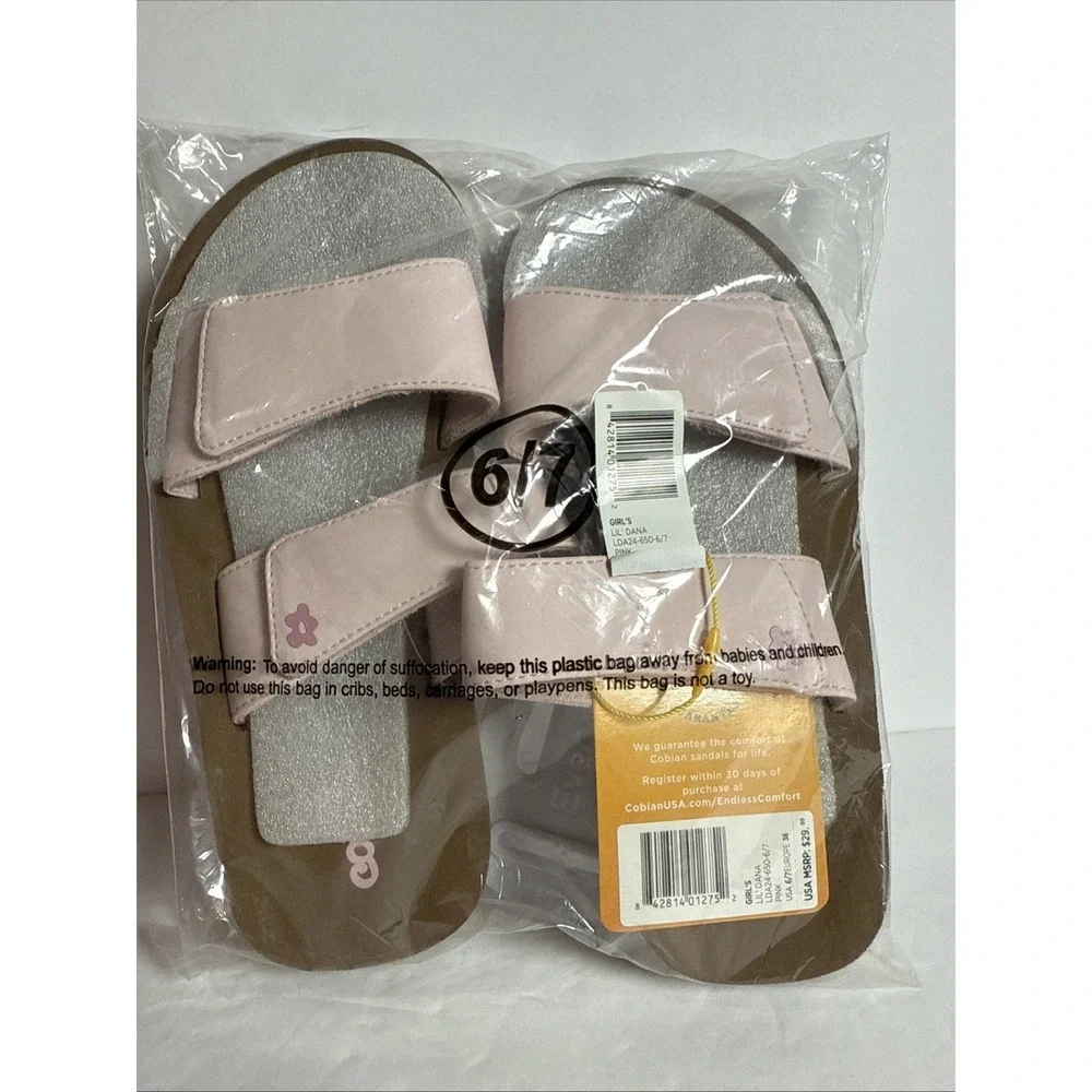 Cobian Kids Pink Double-Strap Slide Sandals